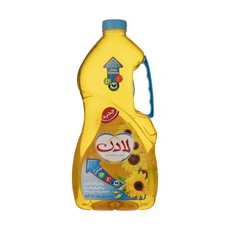 روغن مایع آفتابگردان حاوی ویتامین دی و ای لادن - 1.8 لیتر/Liquid sunflower oil containing vitamins D and E Ladan - 1.8 liters