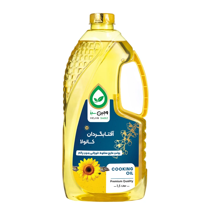 روغن مایع آفتابگردان و کانولا وجین سبز - 1500 میلی لیتر/Liquid sunflower and canola oil Green Weed - 1500 ml